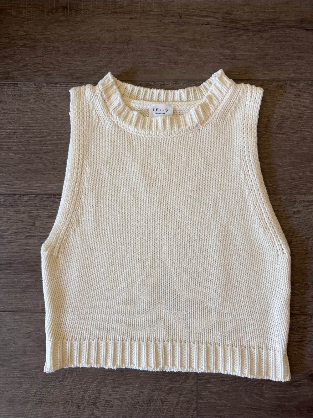 Le Lis Cream Ribbed Knit Tank Top